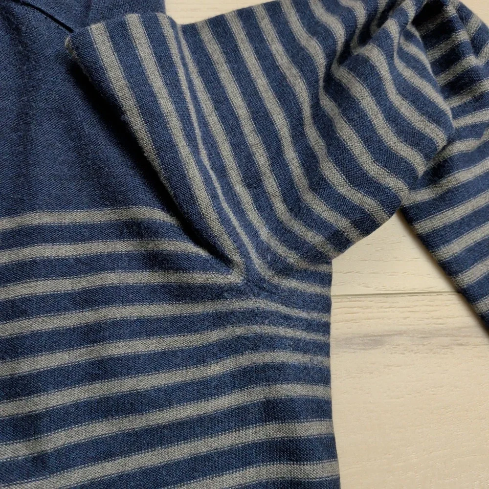 Banana Republic Sweater Mens‎ XL Blue Striped Merino Wool Crew Neck Long Sleeve